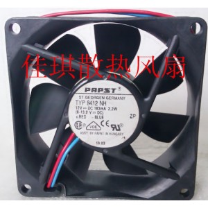 Ebmpapst 8412 NH 12V 183mA 2.2W 2wires Cooling Fan